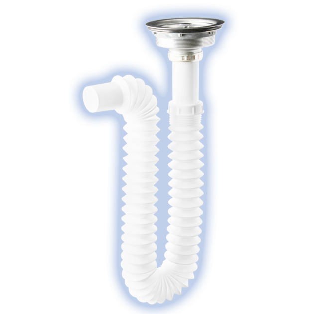 Cespol para Fregadero Flexible Tipo "P" con Contracanasta de Acero 3604